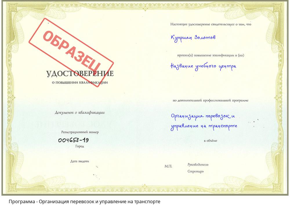 Организация перевозок и управление на транспорте Домодедово