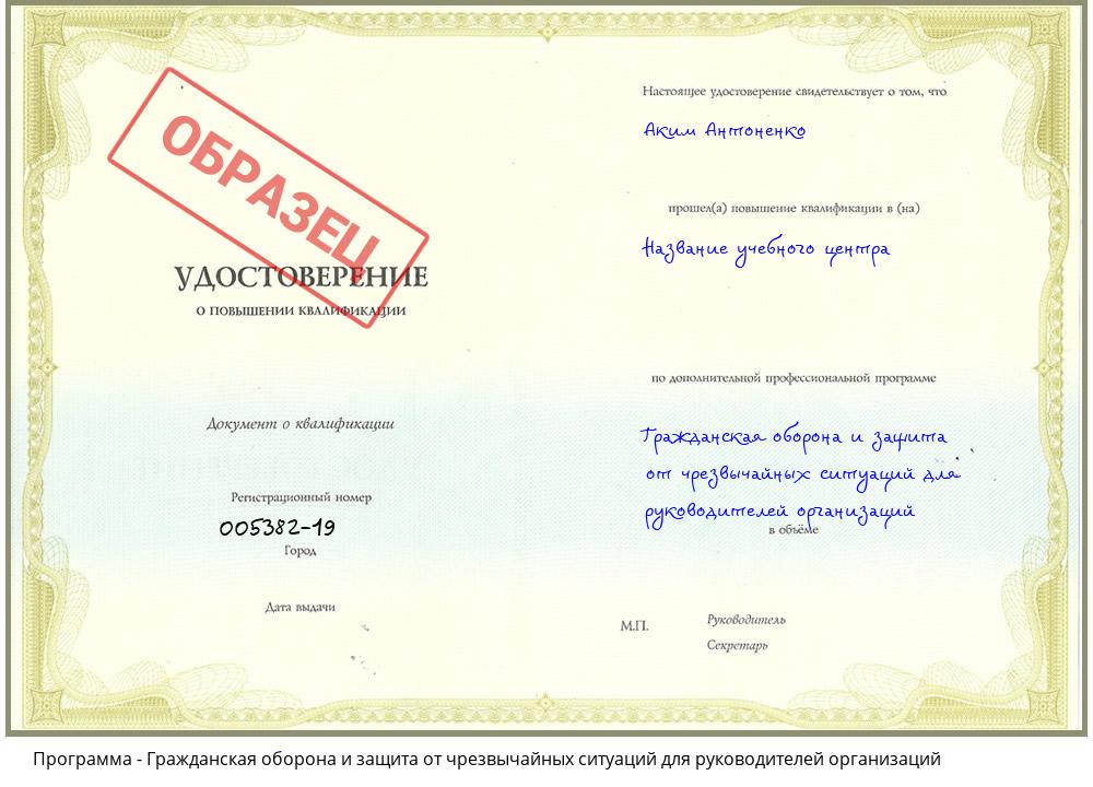 Гражданская оборона и защита от чрезвычайных ситуаций для руководителей организаций Домодедово