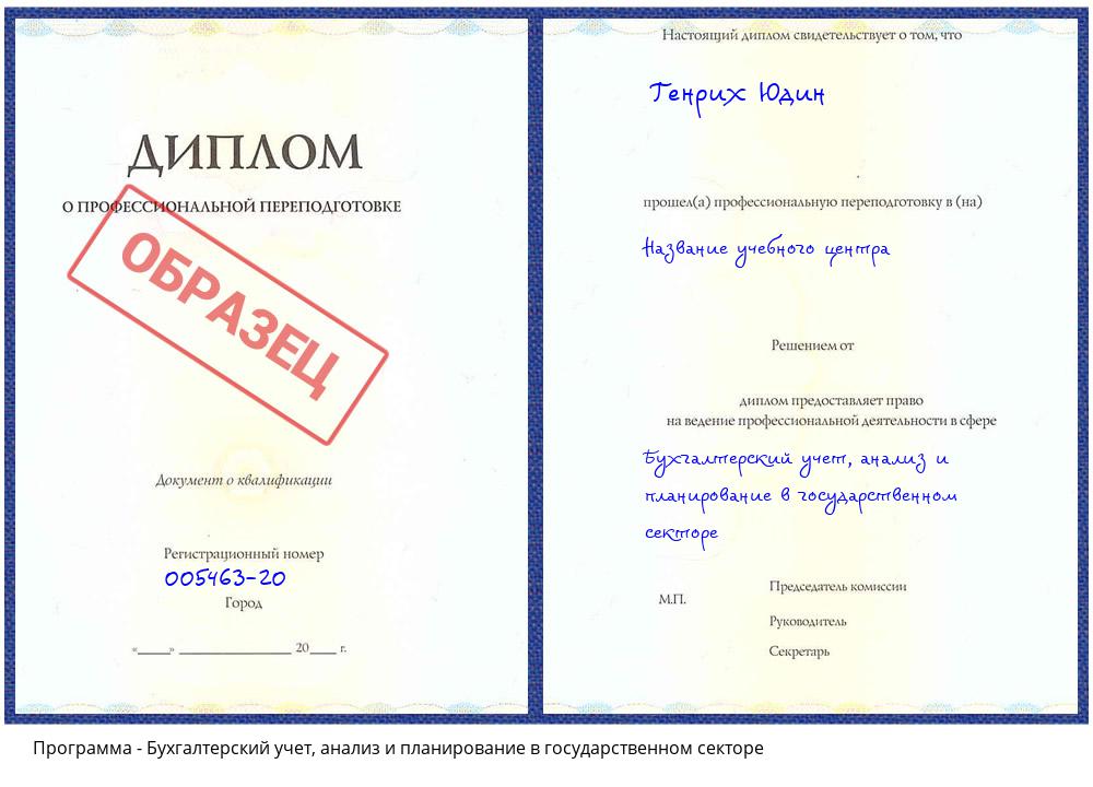 Бухгалтерский учет, анализ и планирование в государственном секторе Домодедово