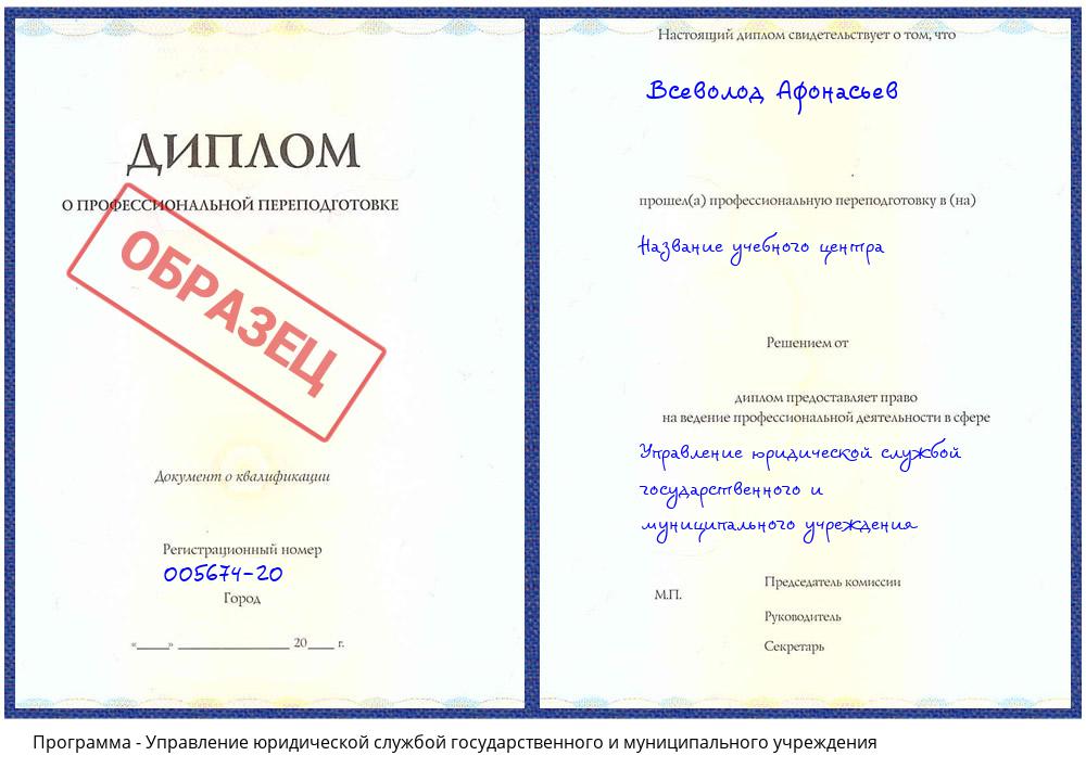 Управление юридической службой государственного и муниципального учреждения Домодедово