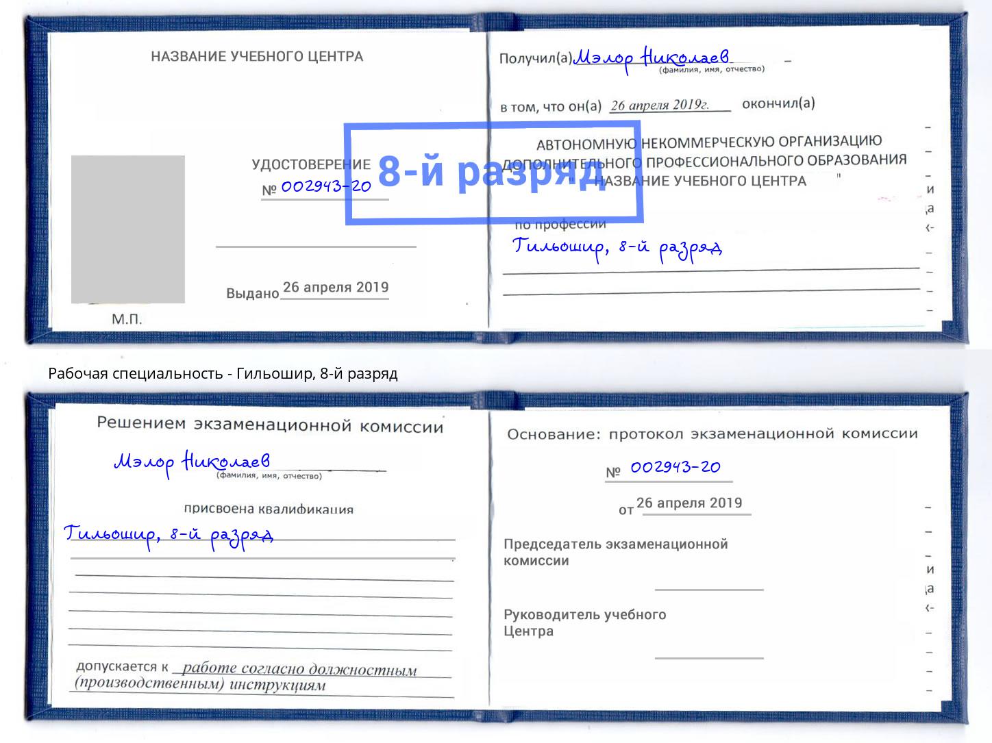 корочка 8-й разряд Гильошир Домодедово